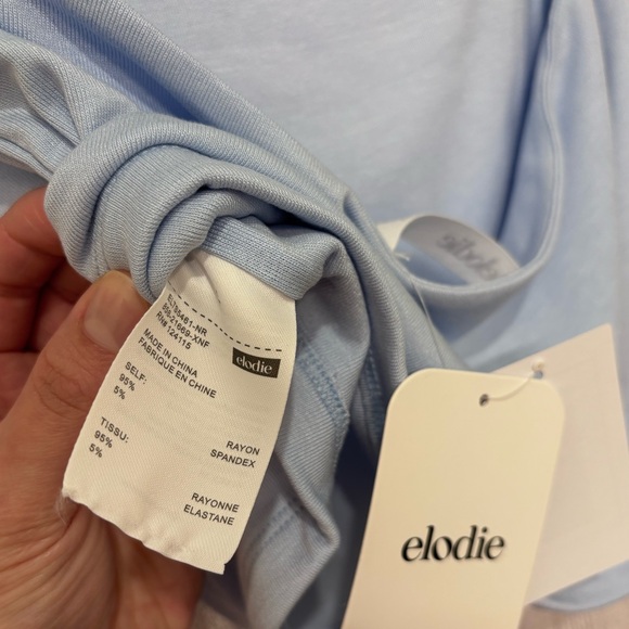 Open Back Baby Tee Baby Blue Top | Soft Girl Y2K Minimal Tee L NWT Low Back - Picture 9 of 9